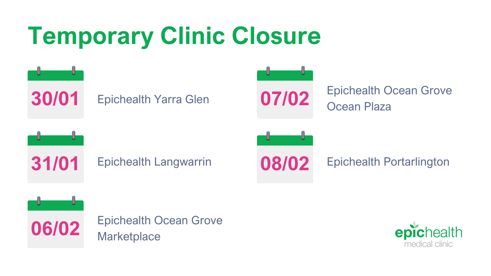Clinic temporary closure - IT maintenance